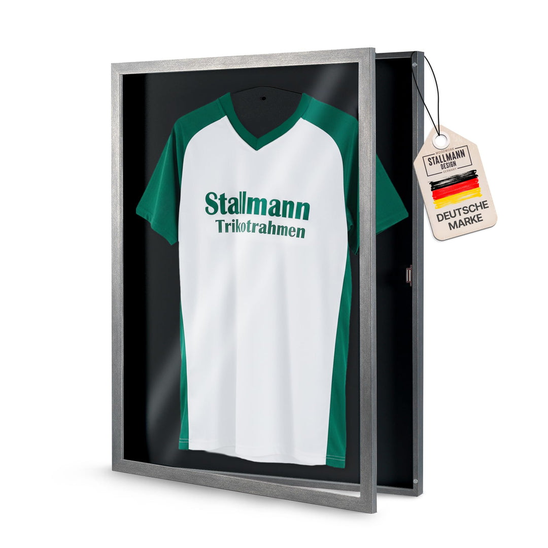 Trikotrahmen 'Easy Click & Fill' mit Tür | Rahmen-Farbe: Stahl | Hintergrund: Schwarz | Grösse: 70 x