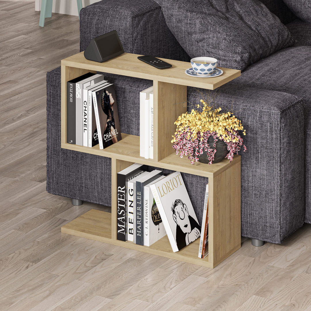 HOCUS PICUS | Moderner Holz Beistelltisch mit 2 Etagen | Vielseitiger Sofatisch, Regal-Organizer | I