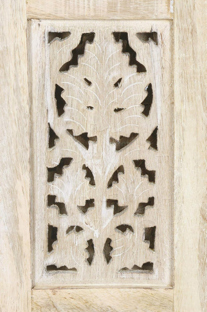 Marokkanischer Tisch Beistelltisch aus Holz Ashkar Weiss ø 45cm gross rund | Orientalischer runder H