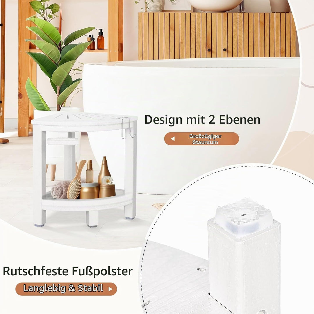 NALONE Duschhocker, HDPE Badhocker modern Design 2-Tier badezimmerhocker mit rutschfesten Fusspolste