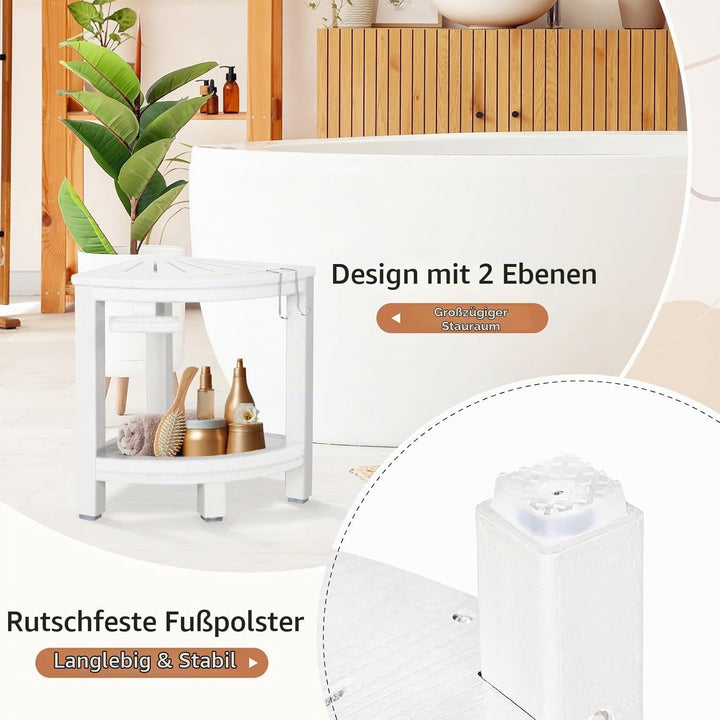 NALONE Duschhocker, HDPE Badhocker modern Design 2-Tier badezimmerhocker mit rutschfesten Fusspolste