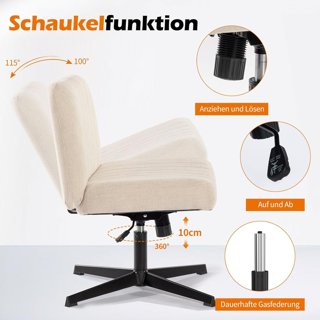 Bosmiller Schneidersitz Stuhl mit Stoffpolsterung，Criss Cross Chair Breiterem Kissen,Höhenverstellba