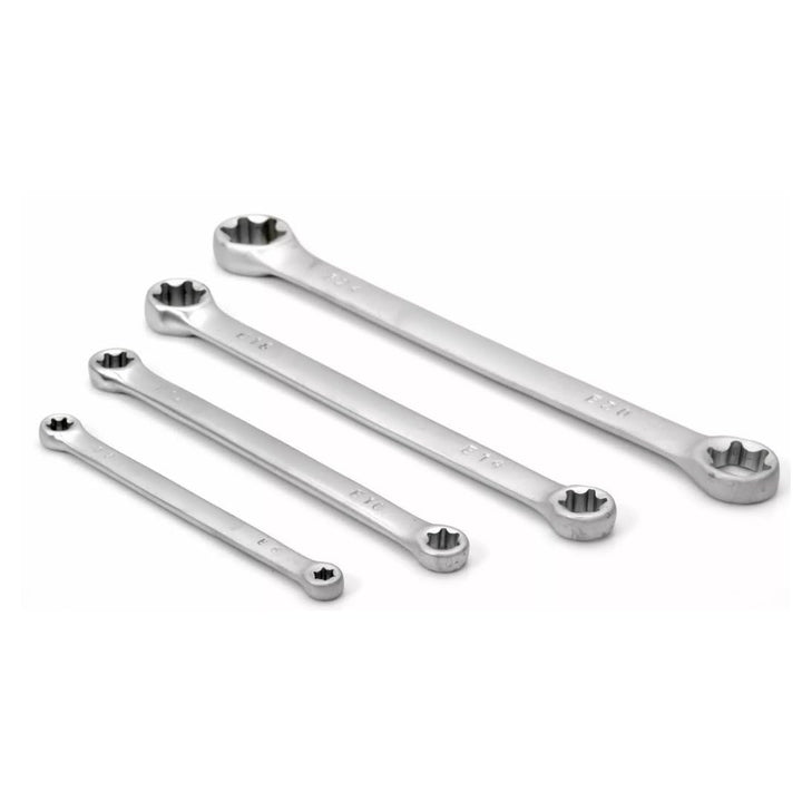 Aussen Torx Ringschlüssel Set E6–E24 CrV Stahl | E-Torx 4 Doppelringschlüssel in 8 Grössen | Präzise