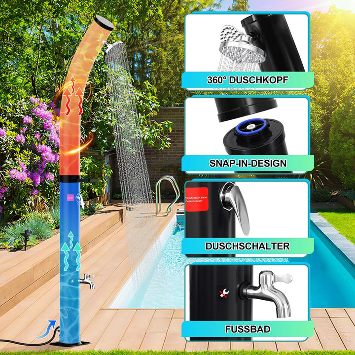 Solardusche 20L Bogen Solar Gartendusche warmes Wasser Bis Zu 60°C Ohne Stromanschluss Pooldusche Ca