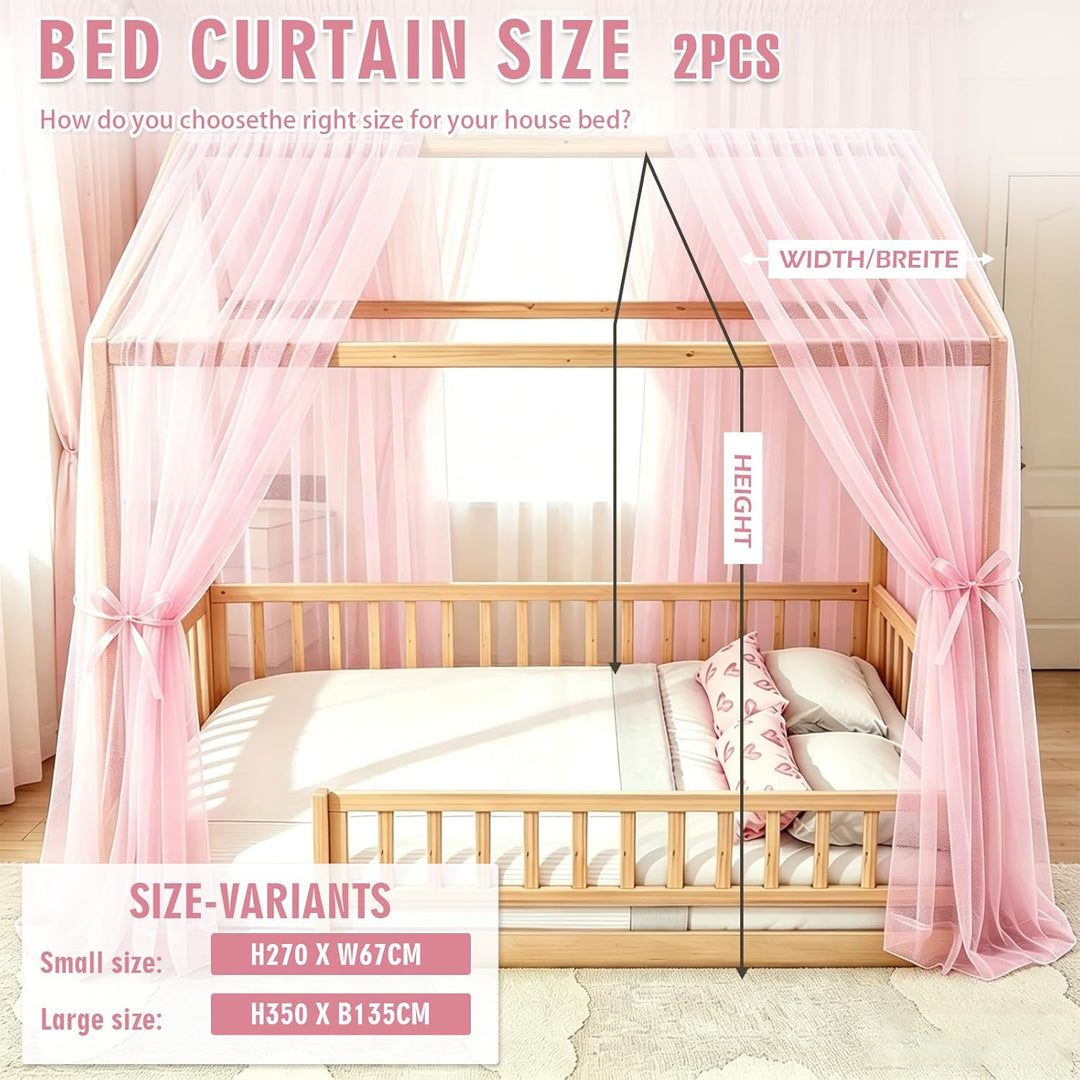 2 Stück Hausbett Himmel Set - 150 x 350 cm Betthimmel Milan-Garn, Betthimmel Hausbett, Leichte Atmun