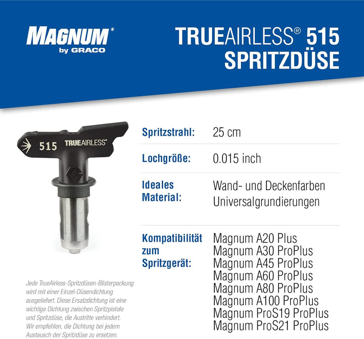 Graco TRA515 TrueAirless 515 Spritzdüse – für Magnum A20, A30, A45, A60, A80, A100, ProS19, ProS21