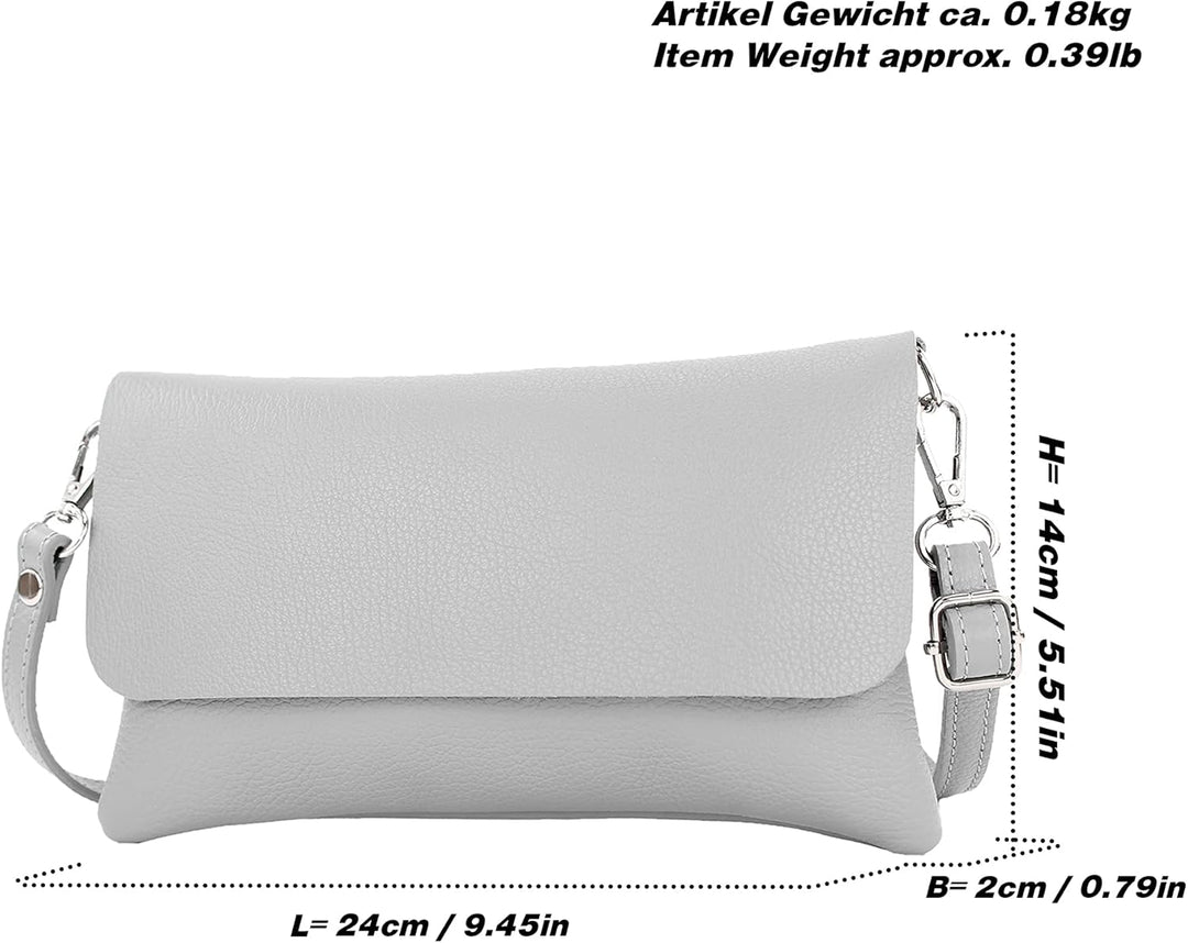 modamoda de - T226 - ital. Leder Clutch Umhängetasche Klein Small Dark Chocolate, Dark Chocolate