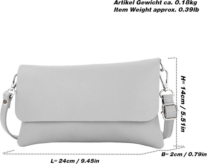 modamoda de - T226 - ital. Leder Clutch Umhängetasche Klein Small Dark Chocolate, Dark Chocolate