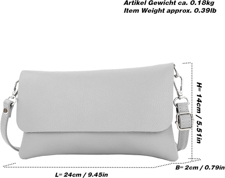modamoda de - T226 - ital. Leder Clutch Umhängetasche Klein Small Dunkelcamel, Dunkelcamel