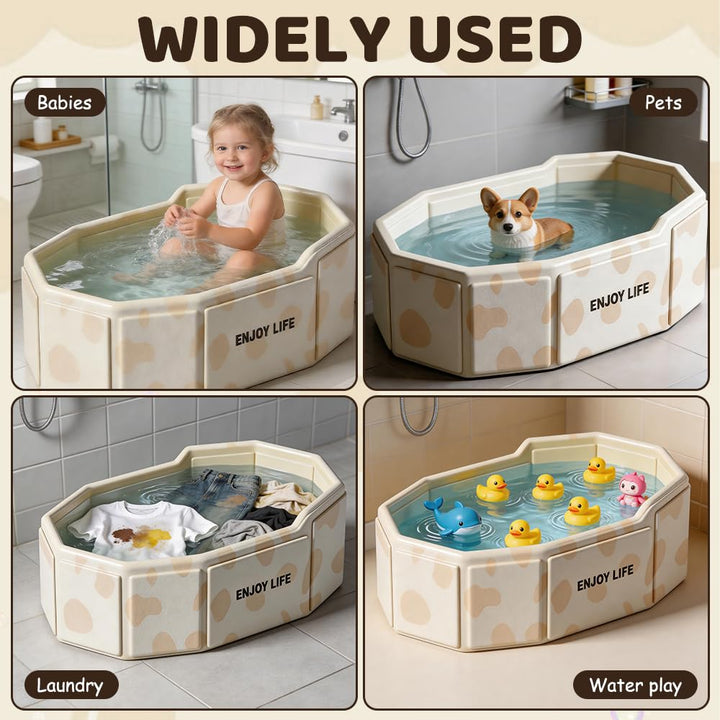 Faltbare Badewanne für Kinder,Grosse Kleinkindbadewanne, Tragbare Badewanne mit Ablassventil Platzsp