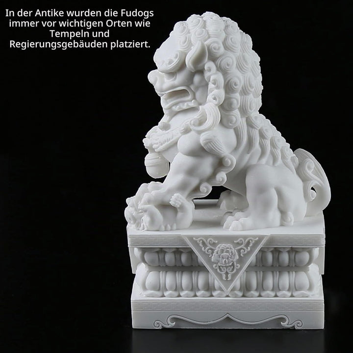 FOO Dogs Löwenstatue aus Stein,Feng Shui Schutzlöwe für Haustür, Garten &amp; Aussendekoration, Asiatisc