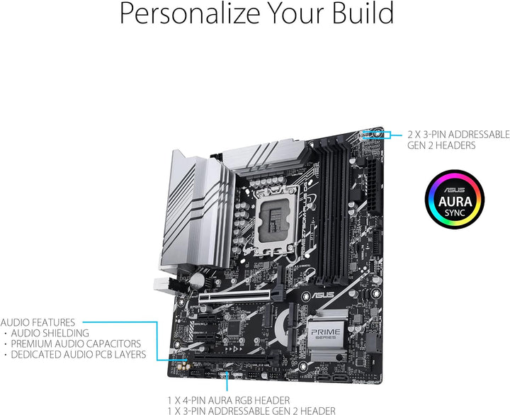 ASUS Prime Z790M-PLUS D4 Gaming Mainboard Sockel Intel LGA1700 (micro ATX, PCIe 5.0, DDR4 Speicher, 