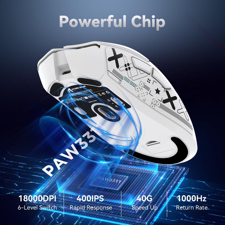 ATTACK SHARK R1 59g Superlight Maus mit Klebeband, PixArt PAW3311 Gaming-Sensor, BT/2,4G kabellose/k