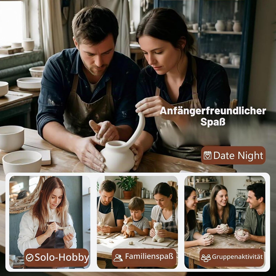 Töpferset, Lufttrocknendes Ton-Set für Erwachsene &amp; Anfänger, Komplettes DIY Töpfern-Set mit Lufttro
