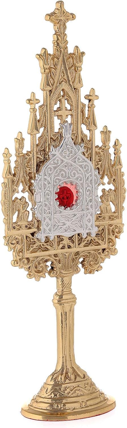 Holyart Monstranzen und Reliquiare aus Metall: Mini Reliquiar zweifarbigen Messing gotischen Stil 22