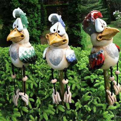 Youery 3pcs Hühner Deko Gartendeko Für Draussen Figuren, Keramik Huhn Tierfigur Gartenstecker Kerami