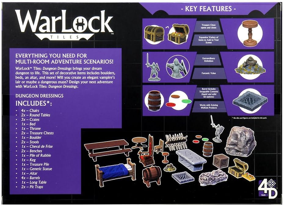 WizKids WZK16505 Warlock Dungeon Tiles: Dungeon Dressings WarLock Tiles: Dungeon Dressings, WarLock