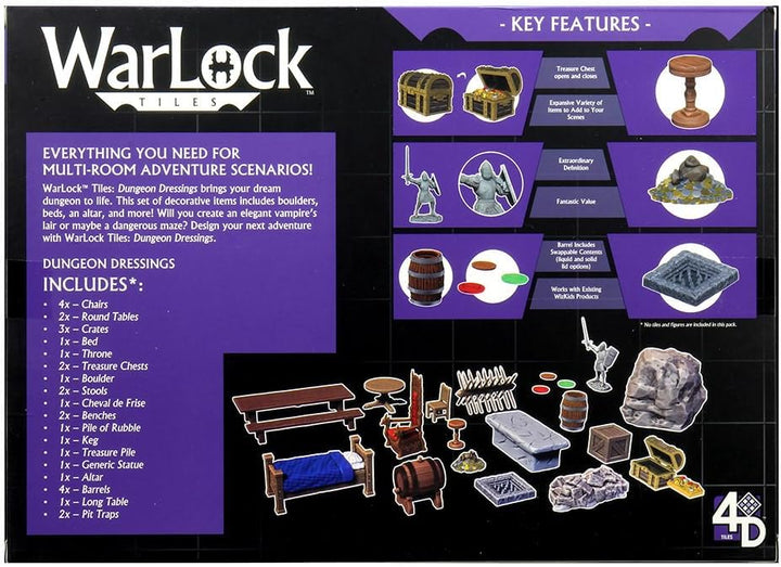 WizKids WZK16505 Warlock Dungeon Tiles: Dungeon Dressings WarLock Tiles: Dungeon Dressings, WarLock