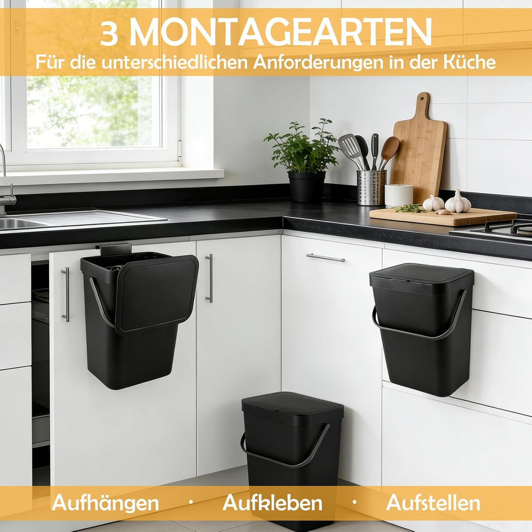 1 Stück Biomülleimer Küche Komposteimer zum Einhängen Bio Mülleimer 12L | mülleimer zum einhängen, k