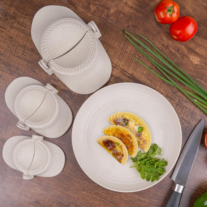 Winter Shore Dumpling Maker & Empanadas Maker Set mit Rundem Dough Cutter [3 Grössen] - Ravioli Make