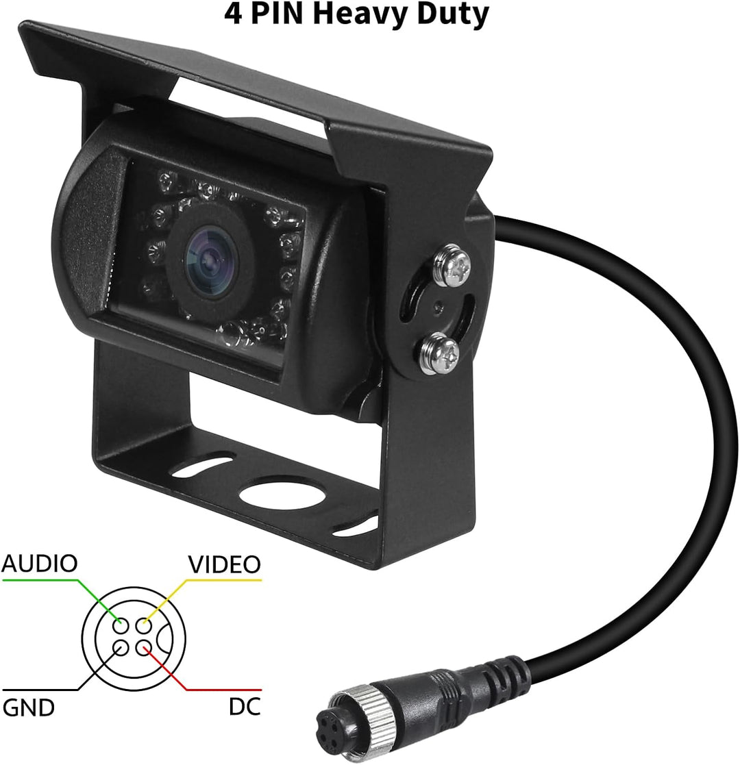 Rückfahrkamera, HD 18 Infrarot LEDs Nachtsicht Rückfahrkamera mit 4 Pin Aviation Stecker, IP68 wasse