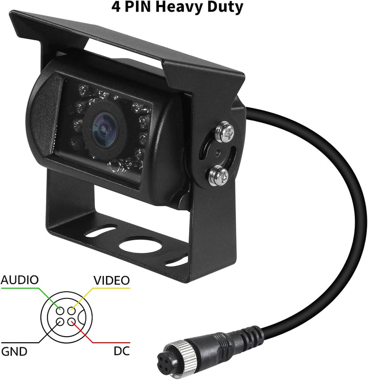Rückfahrkamera, HD 18 Infrarot LEDs Nachtsicht Rückfahrkamera mit 4 Pin Aviation Stecker, IP68 wasse