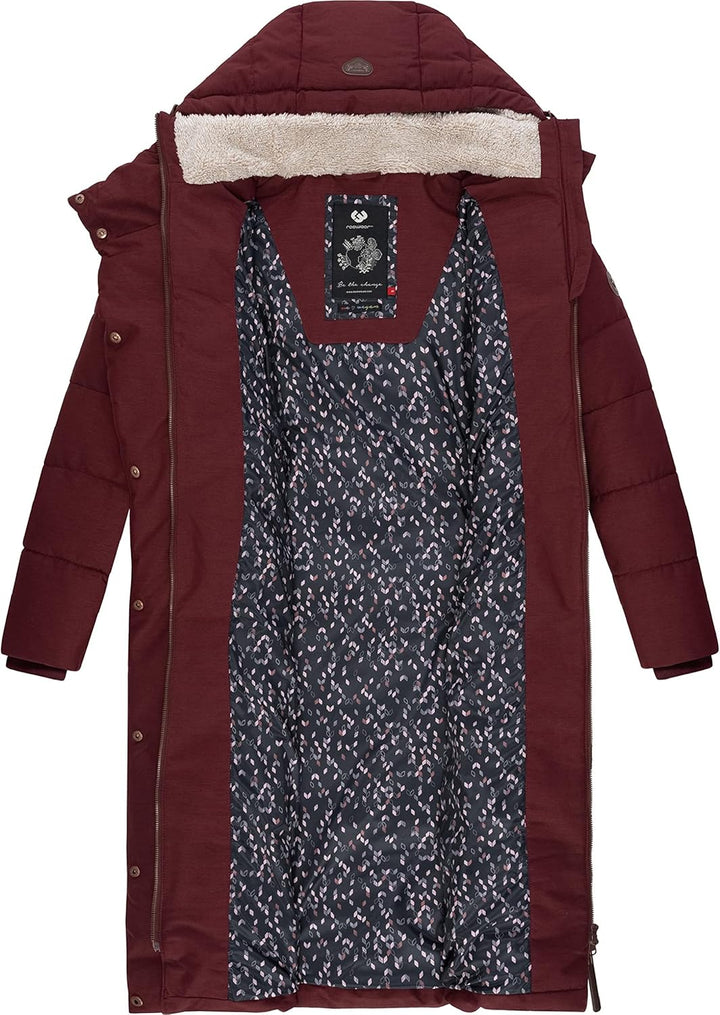 Ragwear Damen atmungsaktiver Wintermantel Warmer wasserdichter Steppmantel lang mit Kapuze Pavla Lon
