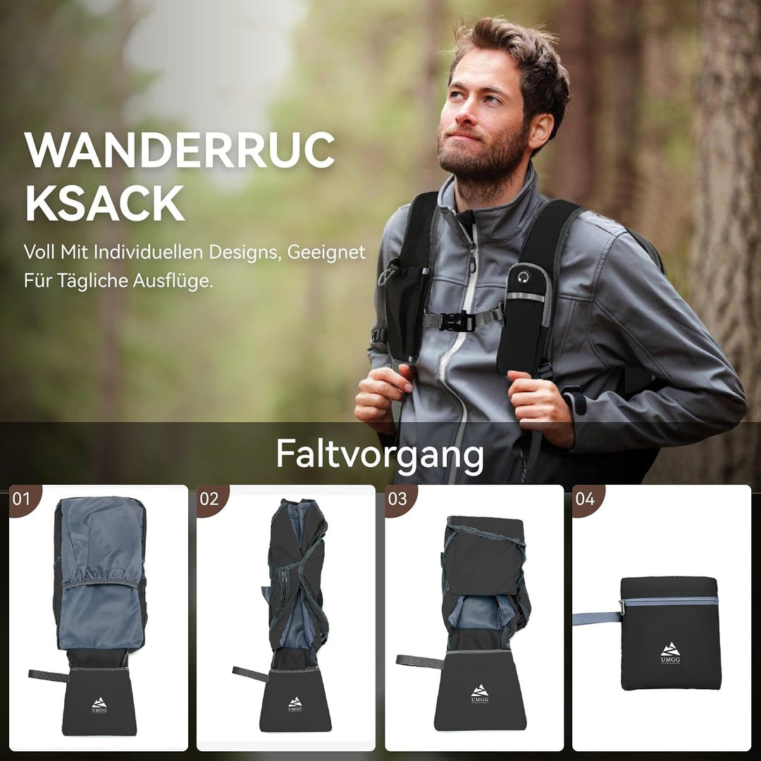 UtiaMiaoGonGo 15L Wanderrucksack Kleiner Damen Herren Leichter Faltbarer Daypack Tagesrucksack Trekk