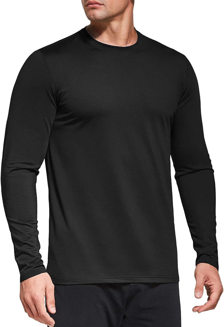 Herren 3er Pack Langarmshirt T-Shirts, UPF 50+ UV Schutz Schnelltrocknend Funktionsshirt Laufshirts,