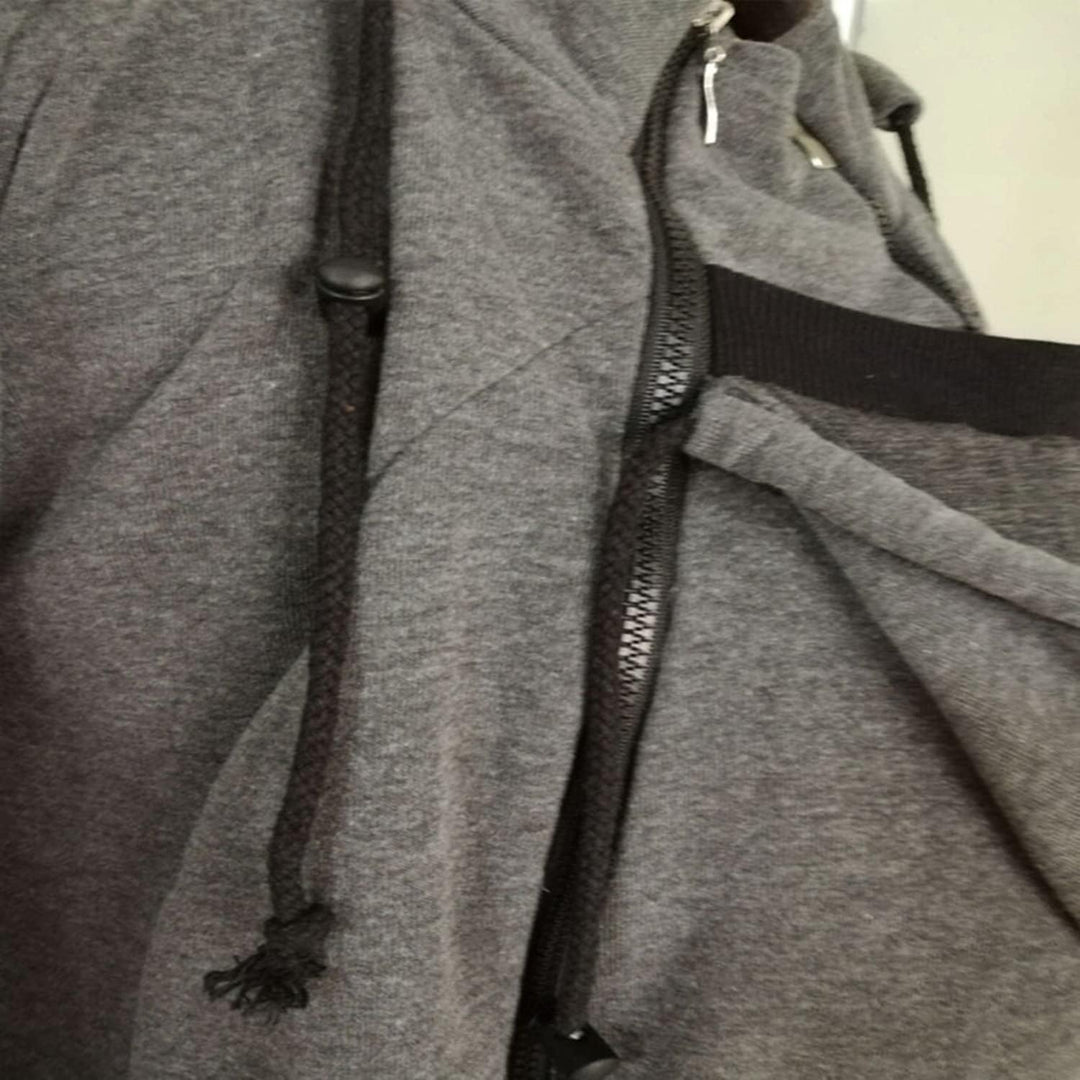 Känguru Hoodie Babytrage Männer Pullover Winter Warme Babytrage Mantel L Grau, L Grau