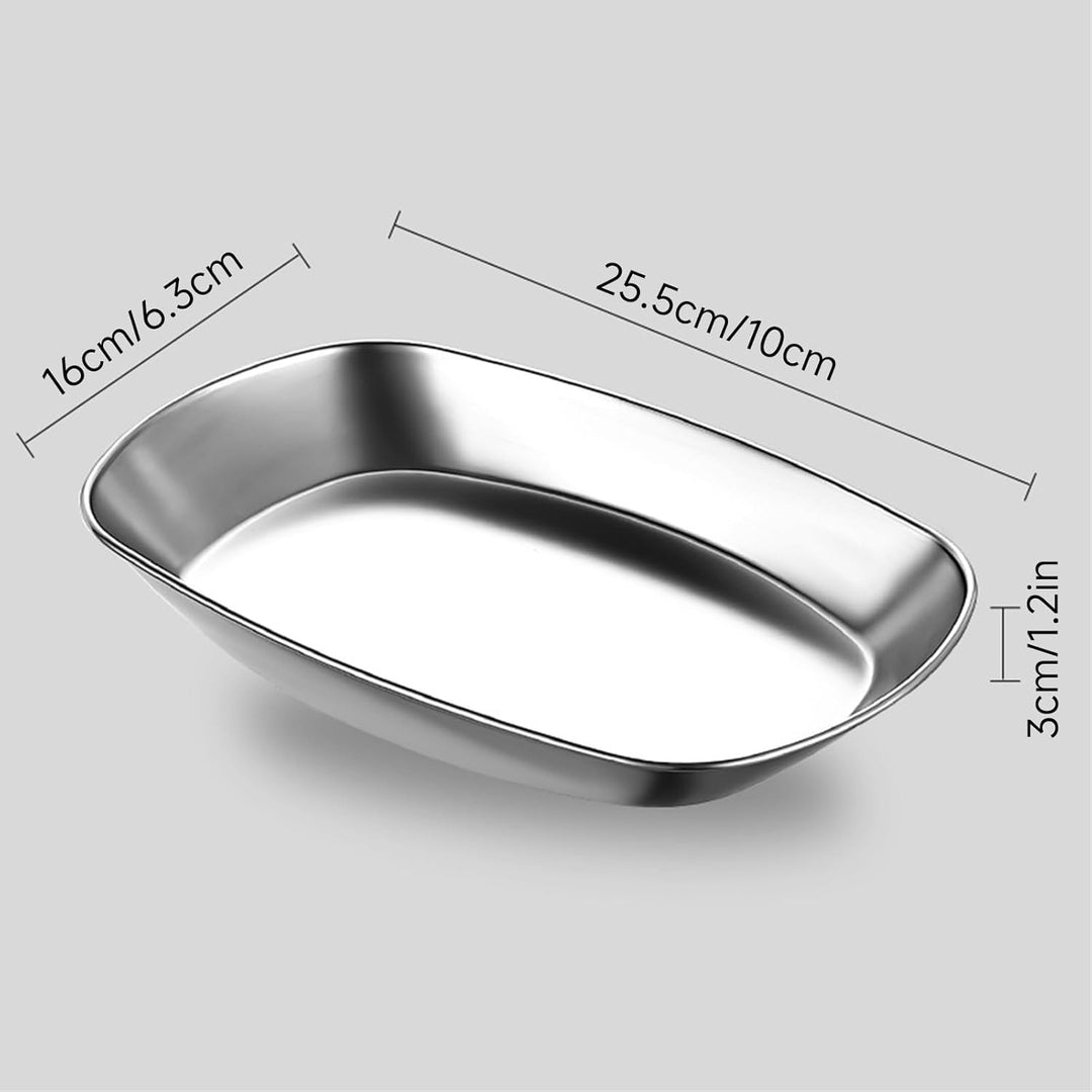 Agatige Serviertablett aus Edelstahl, 25,4 cm, stapelbar, einfache Grillplatte, dekorative Metalltel