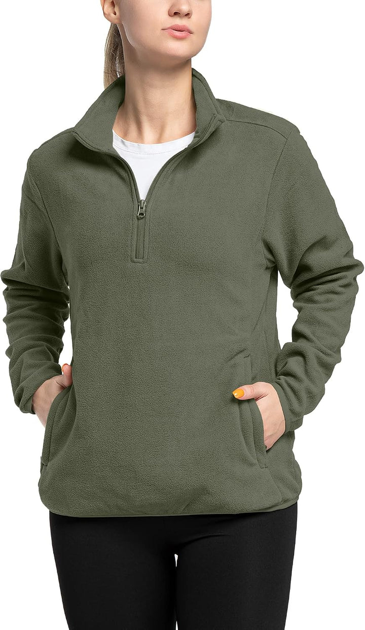 33,000ft Damen Fleece Pullover mit Halbreissverschluss Fleeceshirt Winter Warm Ski-Pullover Microfle
