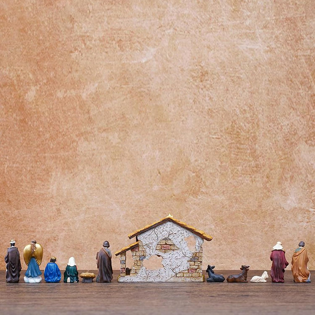Generisch Krippen Set Für Innen | Krippe Deko Aus Resin - Religiöse Weihnachtskrippe Figuren Set Für