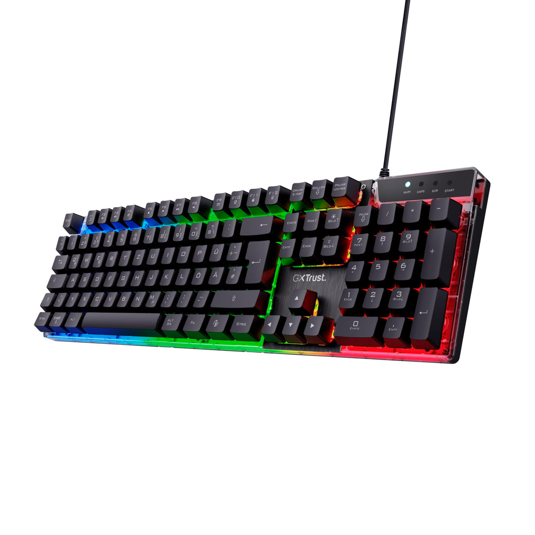 Trust Gaming GXT 835 Azor Gaming Tastatur mit Beleuchtung Deutsches QWERTZ Layout, Tastaturlayout in