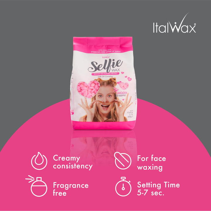 Italwax Face Selfie - 500g - Empfindliches Hartwachs für das Gesicht mit Ölkomplex - Perfekt für das