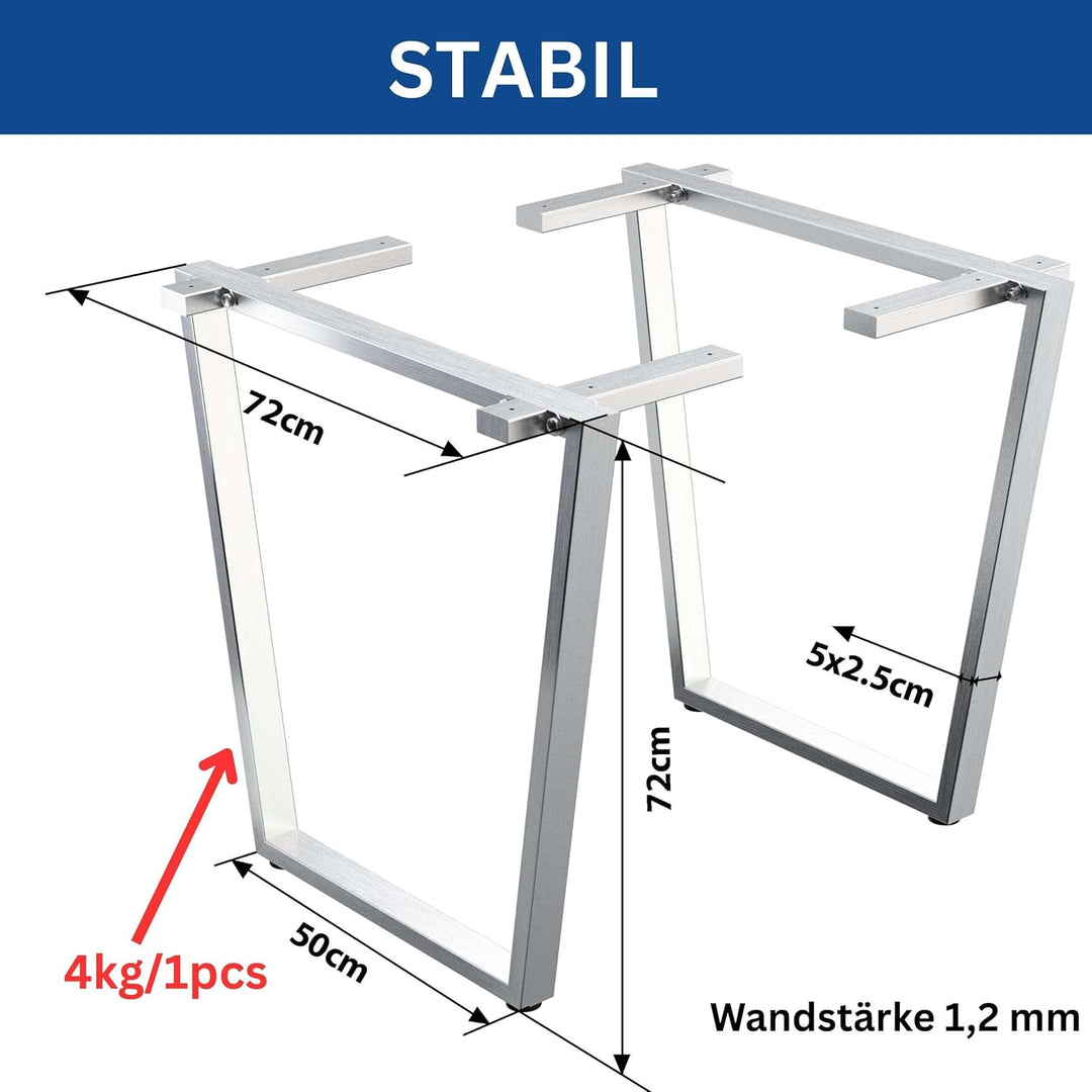 DanDiBo 2X Tischbeine Edelstahl 72 x 72 cm Tischgestell Höhenverstellbar 96679 Tischfüsse Möbelfüsse