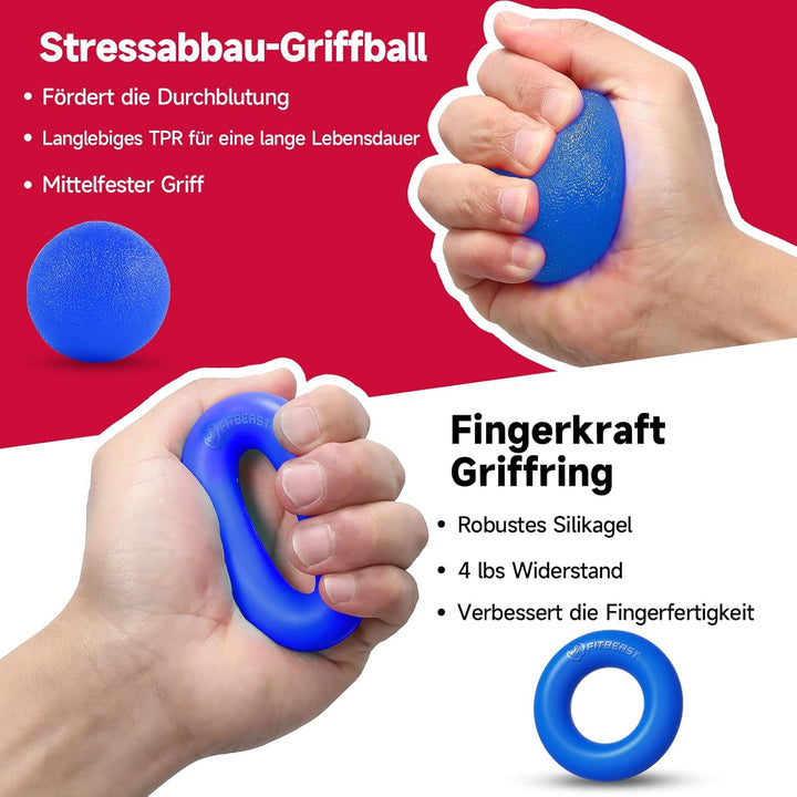 FitBeast Handtrainer Trainingsset (5-teilig), 2 Unterarmgriff Einstellbare Widerstand Handgreifer, F