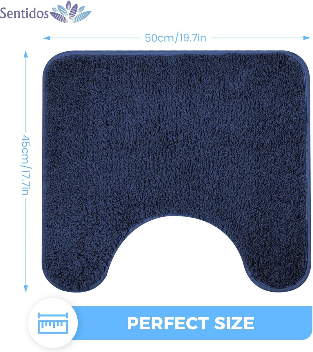 Sentidos WC Vorleger Ausschnitt für Toilette 45 x 50 cm Badematte in Marineblau Badeteppich rutschfe