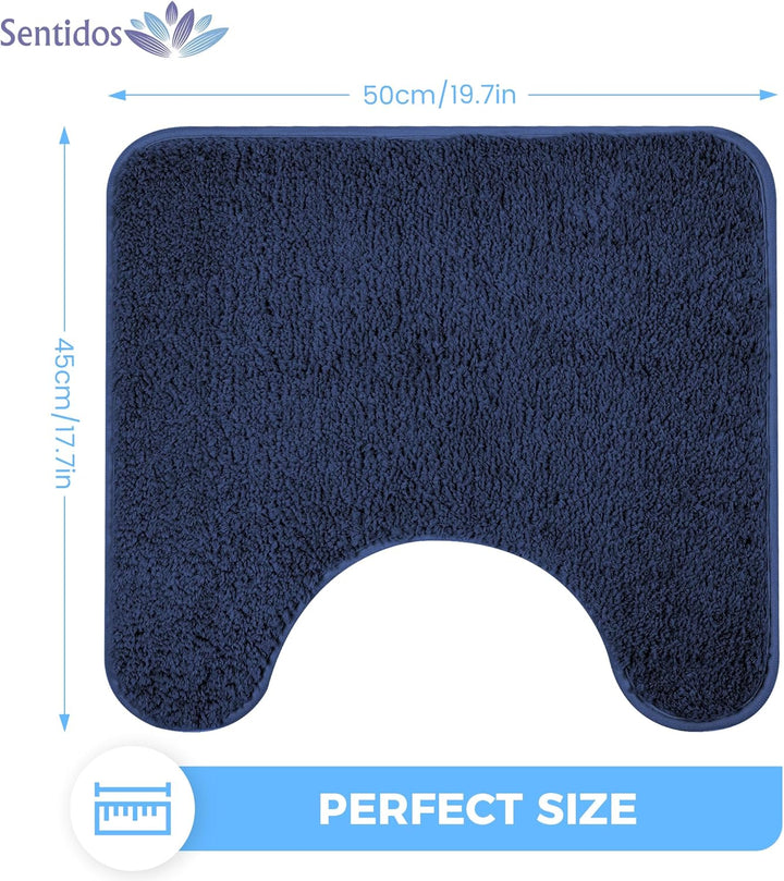 Sentidos WC Vorleger Ausschnitt für Toilette 45 x 50 cm Badematte in Marineblau Badeteppich rutschfe