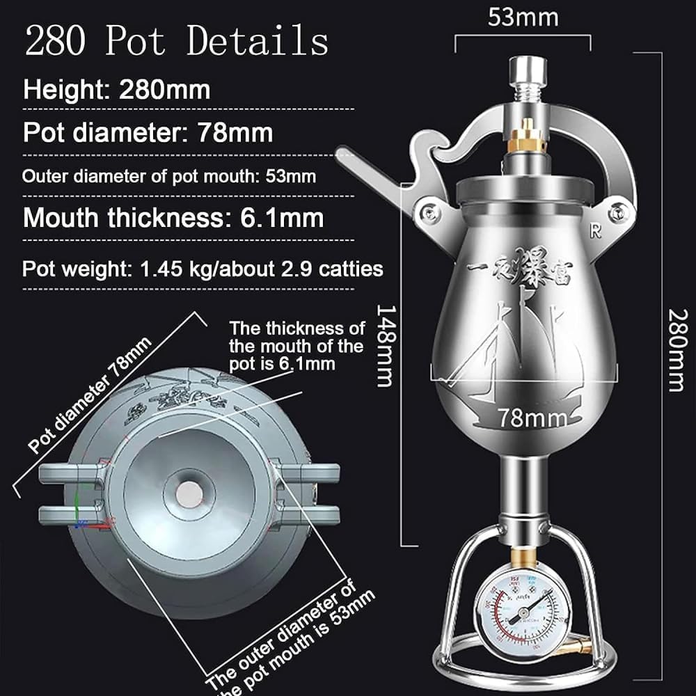 260ml Hochdruck-Popcornmaschine Mini-Edelstahl Professionelle Popcorn-Bräter,Edelstahl, Popcorn-Popp