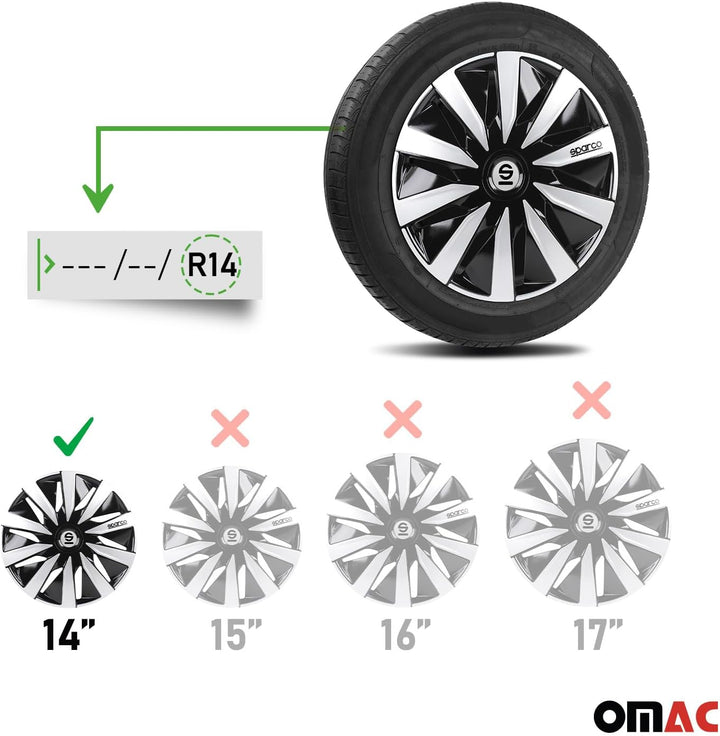 Sparco Satz Sparco Radzierblenden Lazio 14-Zoll Schwarz/Silber LAZIO 14 zoll SCHWARZ/SILBER, LAZIO 1