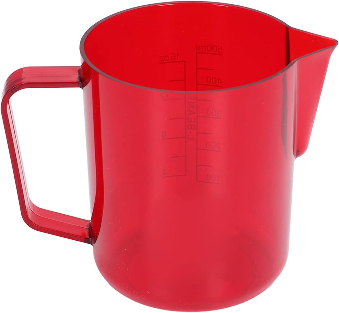 600 ml Acryl-Kaffeekrug, Adlermaul-Wasserauslass, bruchsicherer Aufschäumkrug, rot, Milchkännchen, m