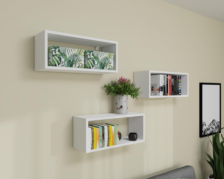 MARAND Moderne Wandregal - 3er-Set Regale Kinderzimmer Aufbewahrung - Regal Schmal - Wohnzimmer Rega