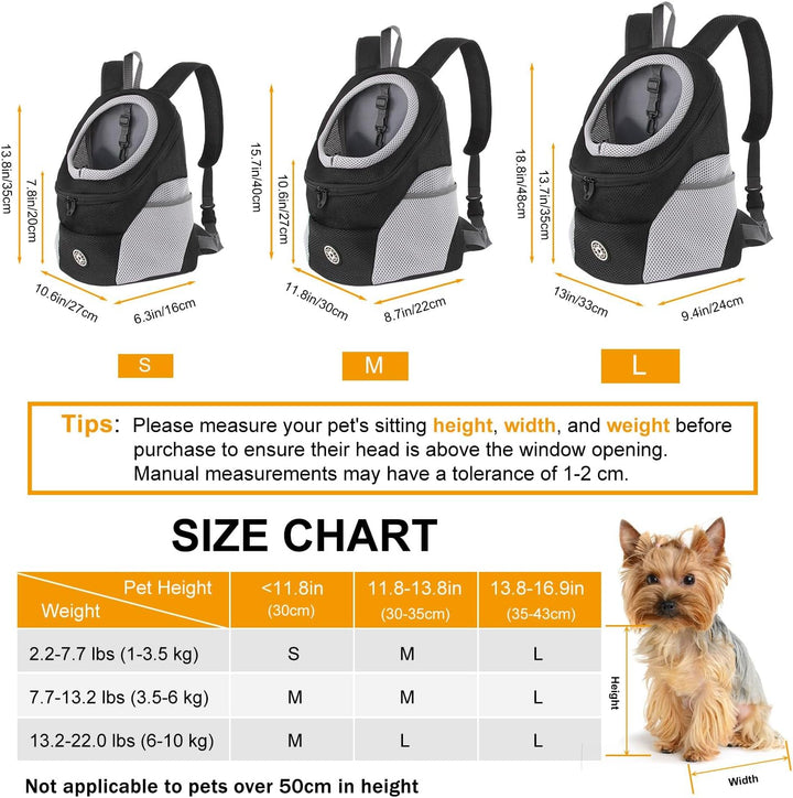 M MUNCASO Hundetrage-Rucksack Welpentasche Kleine Haustier-Fronttasche mit Atmungsaktivem, Head-Out-