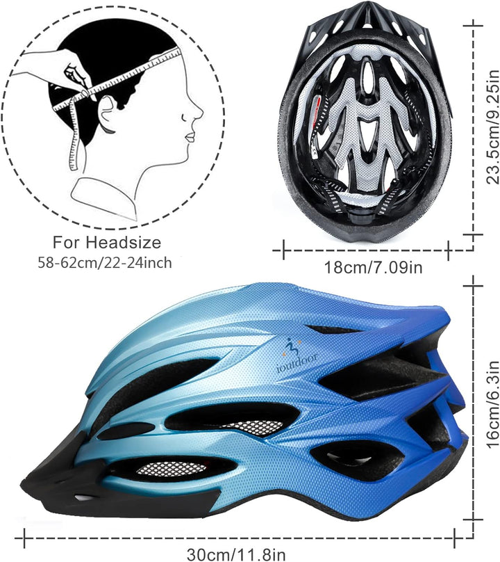 ioutdoor Premium Fahrradhelm, CE CPSC Zertifikat, Radhelm mit Abnehmbarer Sonnenblende und Insektenn