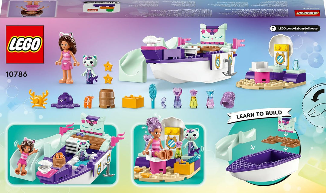 LEGO Gabby's Dollhouse Gabby & Meerkatze Schiff & Spa Boot Set mit Schönheitssalon, Puppenhaus mit F