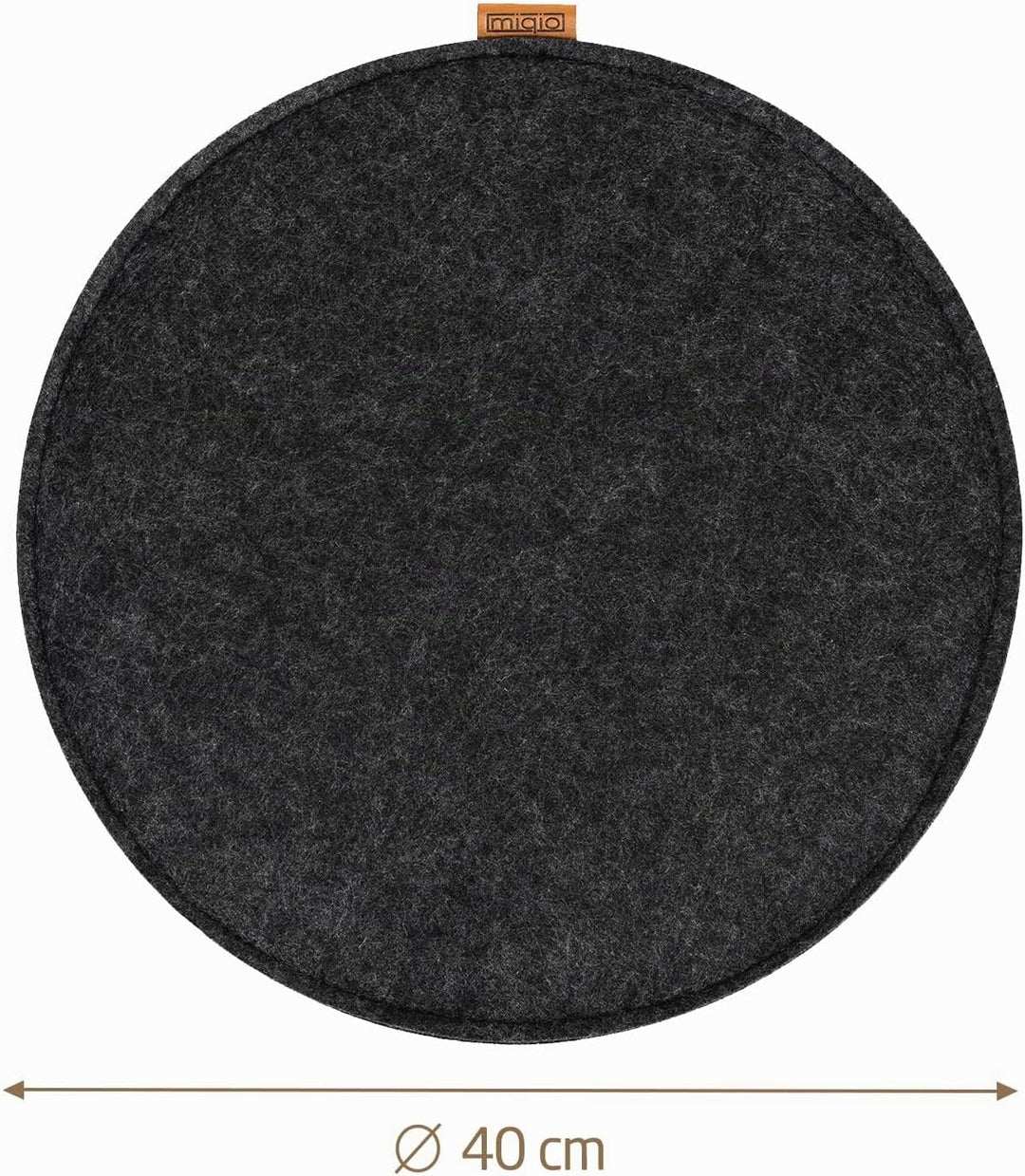 Miqio Design Filz Sitzkissen XL Rund mit Antirutschnoppen | 40cm | 4er-Set | Indoor und Outdoor | Na
