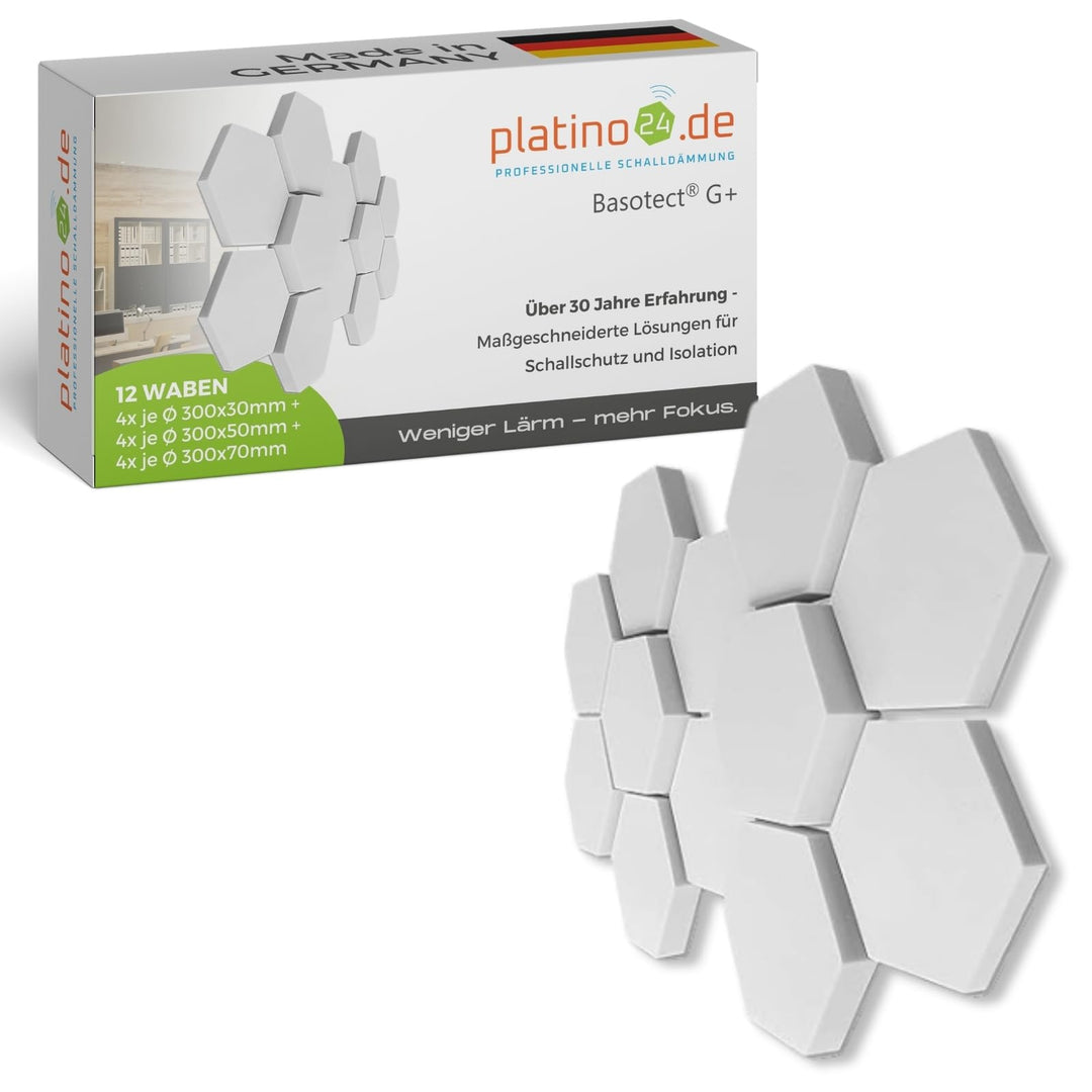 platino24 Schallabsorber aus Basotec G+ I 3D Wand-Paneele I 12 Waben aus Basotec G+ I Akustikplatten