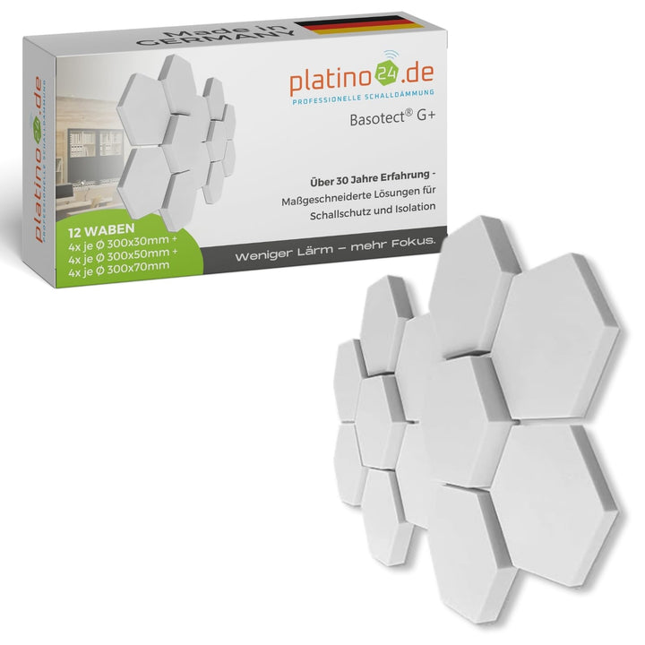platino24 Schallabsorber aus Basotec G+ I 3D Wand-Paneele I 12 Waben aus Basotec G+ I Akustikplatten