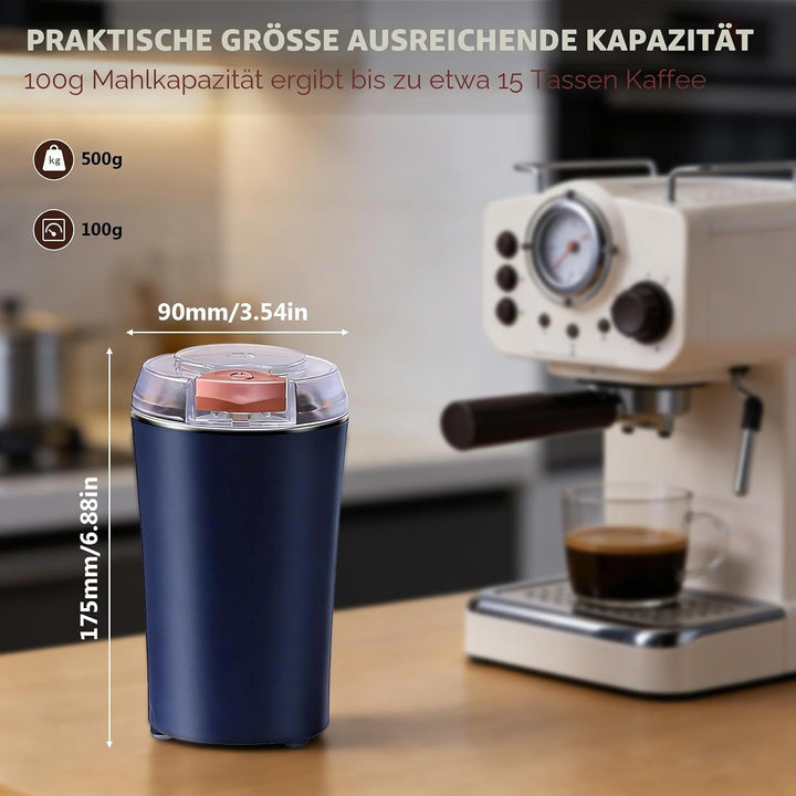 Kaffeemühle Elektrisch, Elektrisch Gewürzmühle und Kaffee Mühle mit Edelstahl Klinge und Sicherheits